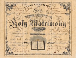 John W. Ash and Tabitha A. Fitzjerrell marriage certificate